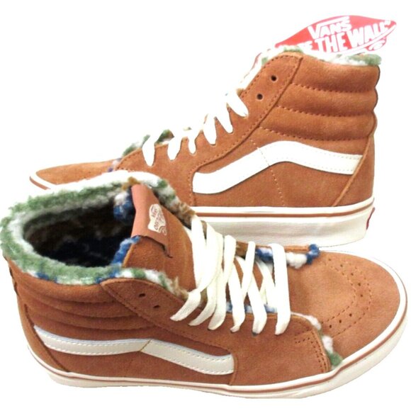 Vans Women's Sk8-Hi Suede Sherpa Sunburn Brown Marshmallow Shoes Size 6 NIB - Picture 1 of 5
